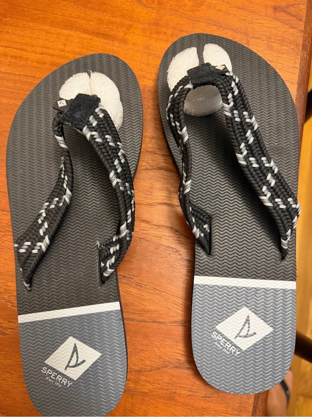 Sperry Kids Black and White Braided-Strap Flip Flops